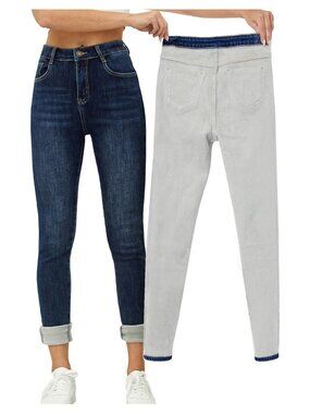 Women's Fleece Lined High Rise Skinny Jeans Winter Thermal